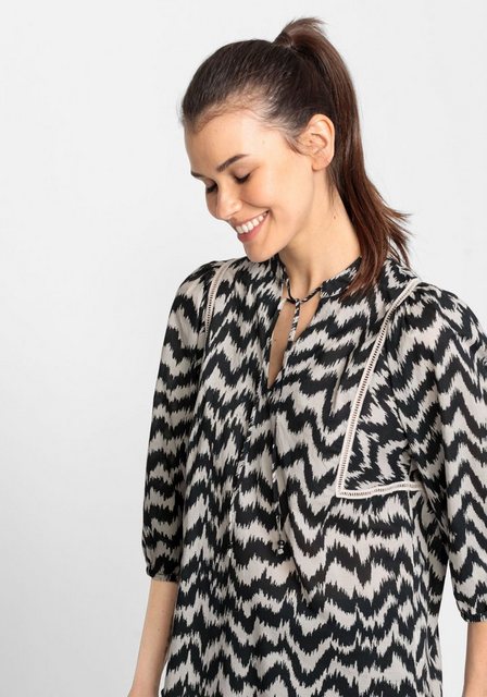 Olsen Langarmbluse mit Zebra-Print und Stickerei günstig online kaufen