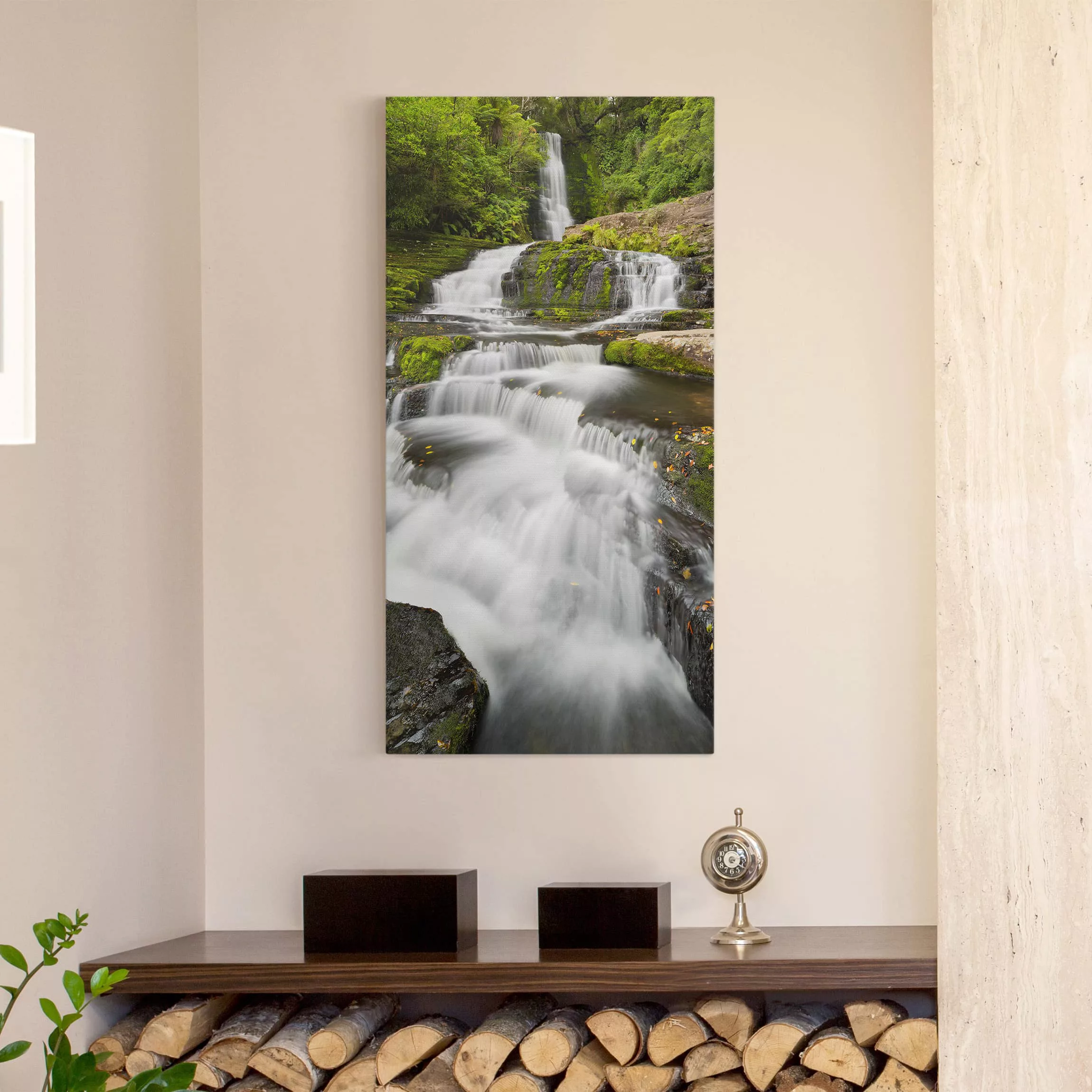 Leinwandbild Natur & Landschaft - Hochformat Upper McLean Falls in Neuseela günstig online kaufen