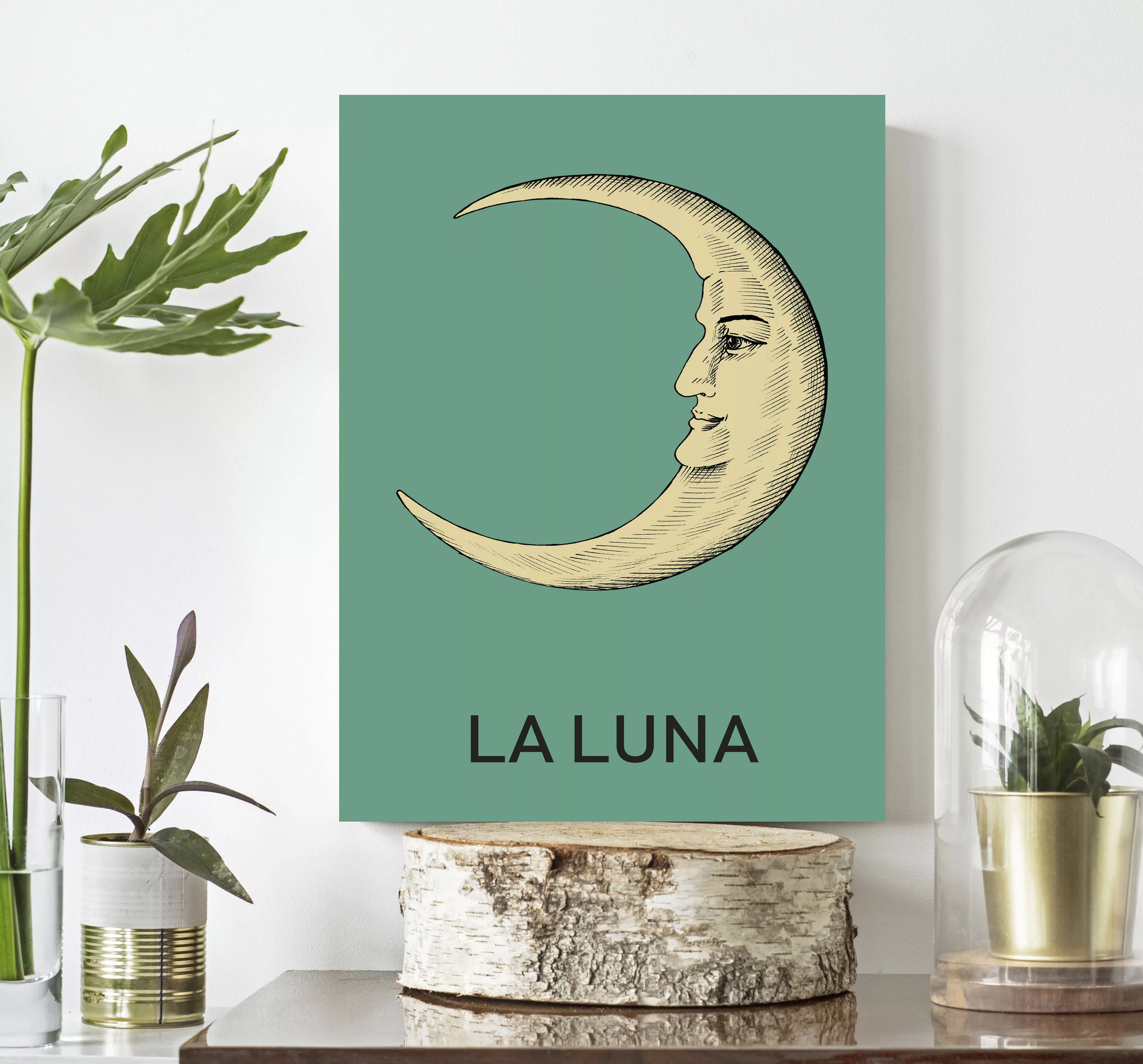 queence Leinwandbild "Der Mond", Kunst-Modern-Schriftzug, Premium-Leinwands günstig online kaufen