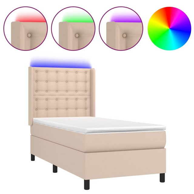 vidaXL Boxspringbett, Boxbett mit Matratze & LED Cappuccino-Braun 80x200cm günstig online kaufen