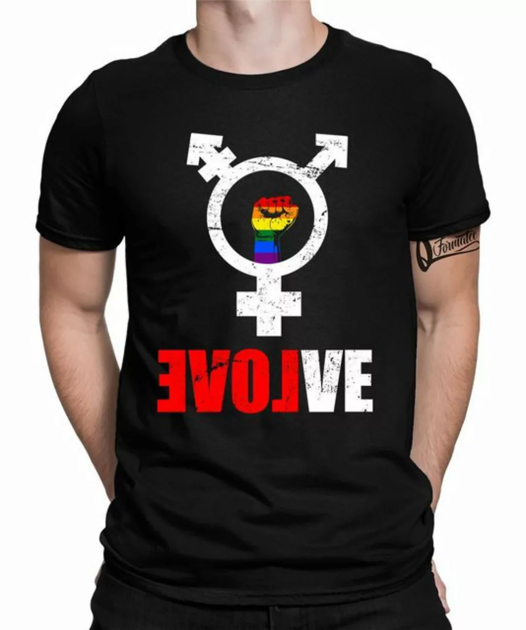 Quattro Formatee Kurzarmshirt Love - Stolz Regenbogen LGBT Gay Pride Herren günstig online kaufen