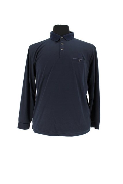 Mode Monte Carlo Langarm-Poloshirt Polo-Shirt Knopf Marine günstig online kaufen