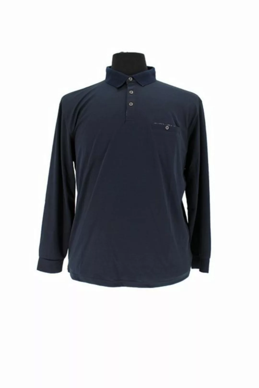 Mode Monte Carlo Langarm-Poloshirt Polo-Shirt Knopf Marine günstig online kaufen