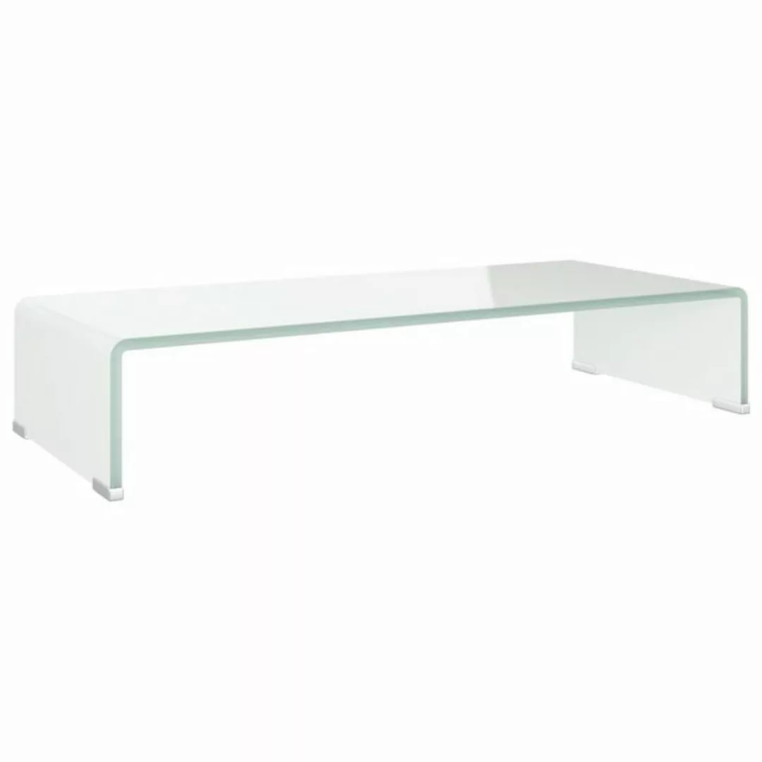 vidaXL TV-Schrank TV-Tisch Bildschirmerhöhung Glas Weiß 70x30x13 cm günstig online kaufen