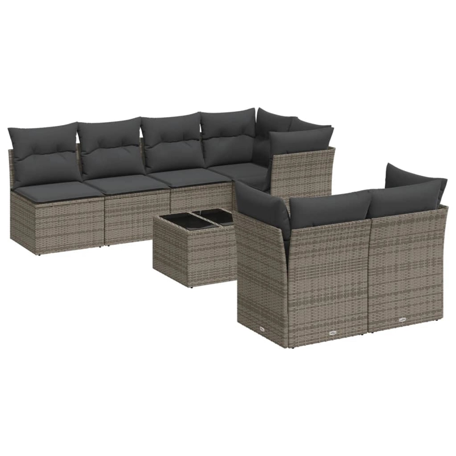 vidaXL 8-Tlg Garten-Sofagarnitur mit Kissen Grau Poly Rattan 3217300 günstig online kaufen