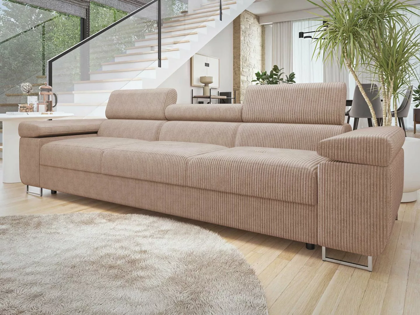 MIRJAN24 Sofa Torezio 3 Cord, Einstellbare Kopfstützen, 263x102x70-90 cm günstig online kaufen