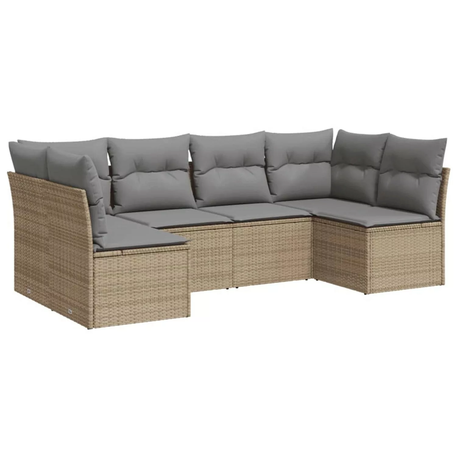 vidaXL 6-tlg Garten-Sofagarnitur mit Kissen Beige Poly Rattan Modell 34 günstig online kaufen