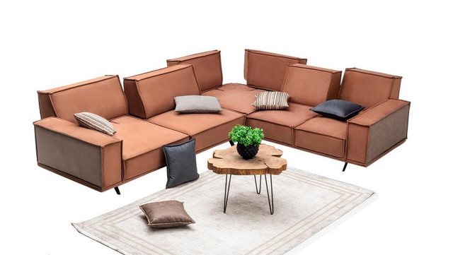 JVmoebel Ecksofa Braun Couch Sofa Ecksofa Lounge Wohnraumsofa Wohnzimmer, 1 günstig online kaufen