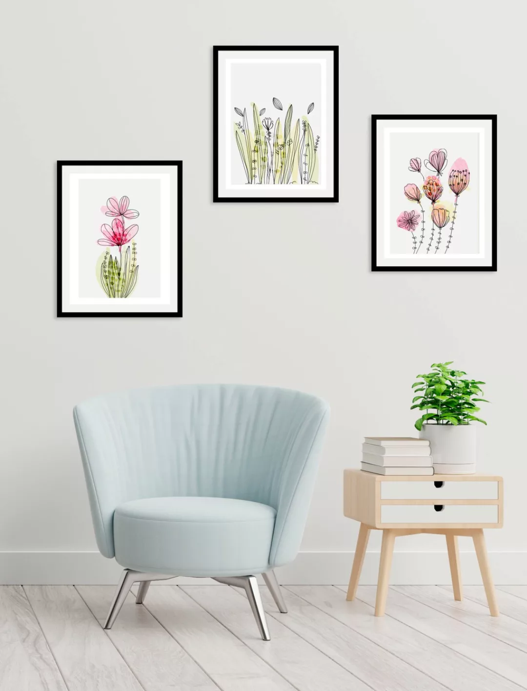 queence Bild "Set Flora Dream", Blumen, (1 St.), gerahmt, Poster Set, Wandd günstig online kaufen