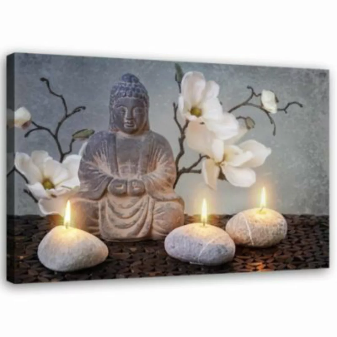 FEEBY® Kunst Buddha Kerzen Leinwandbilder bunt Gr. 90 x 60 günstig online kaufen