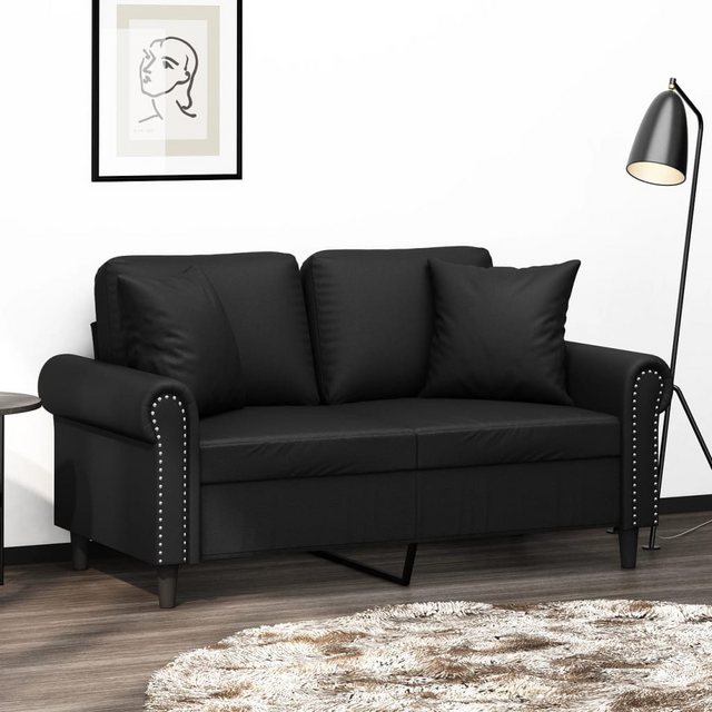 vidaXL Sofa 2-Sitzer-Sofa mit Zierkissen Schwarz 120 cm Kunstleder günstig online kaufen