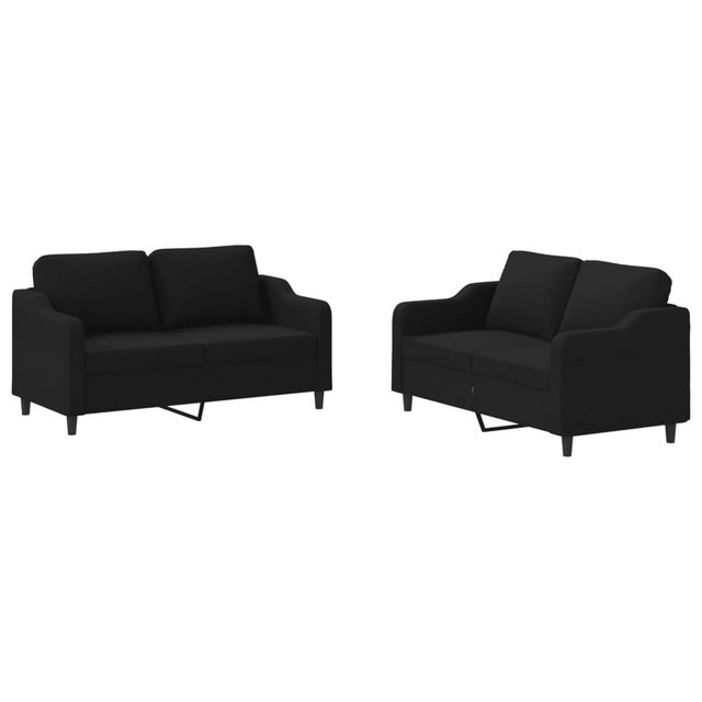 vidaXL Sofa, 2-tlg. Sofagarnitur mit Kissen Schwarz Stoff günstig online kaufen