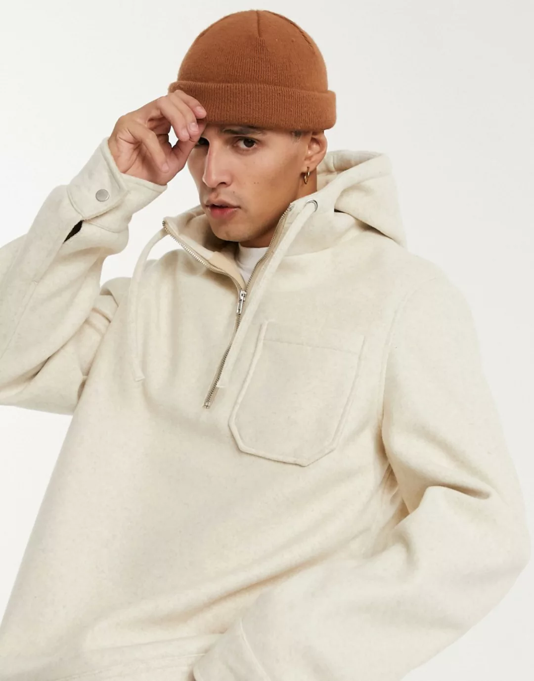 ASOS DESIGN – Jacke zum Überziehen aus Wollmischung in Ecru-Weiß günstig online kaufen