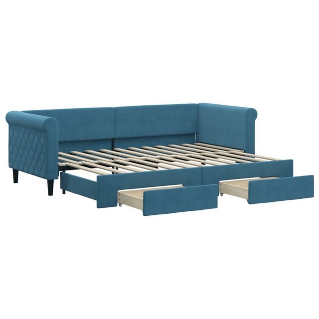 vidaXL Bett Tagesbett Ausziehbar mit Schubladen Blau 80x200 cm Samt günstig online kaufen