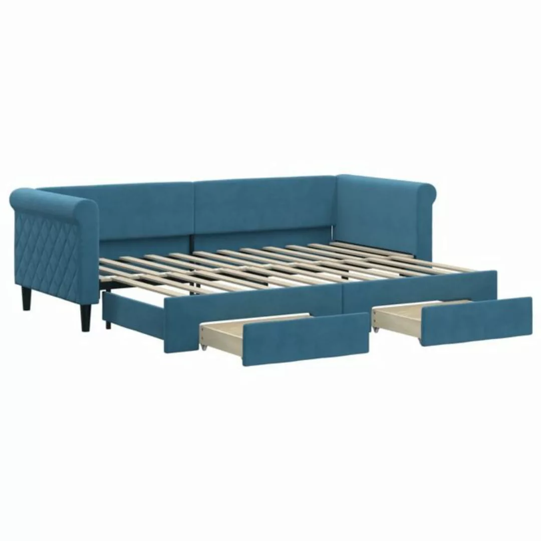 vidaXL Bett Tagesbett Ausziehbar mit Schubladen Blau 80x200 cm Samt günstig online kaufen