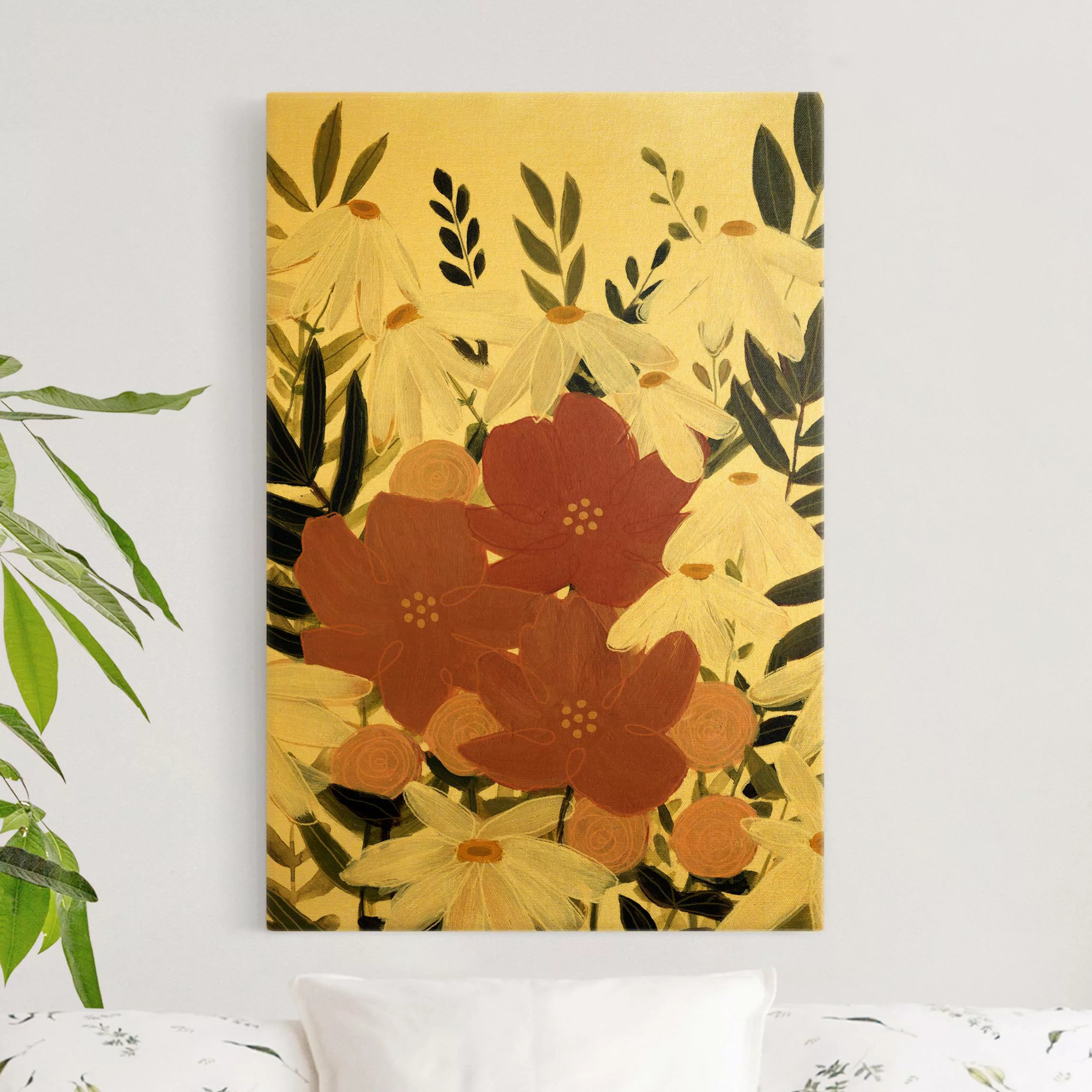 Leinwandbild Gold Blumenvielfalt in Rosa und Weiß II günstig online kaufen