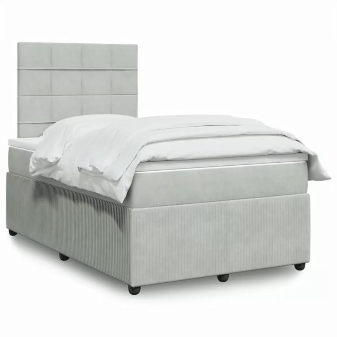 vidaXL Boxspringbett, Boxspringbett mit Matratze Hellgrau 120x190 cm Samt günstig online kaufen