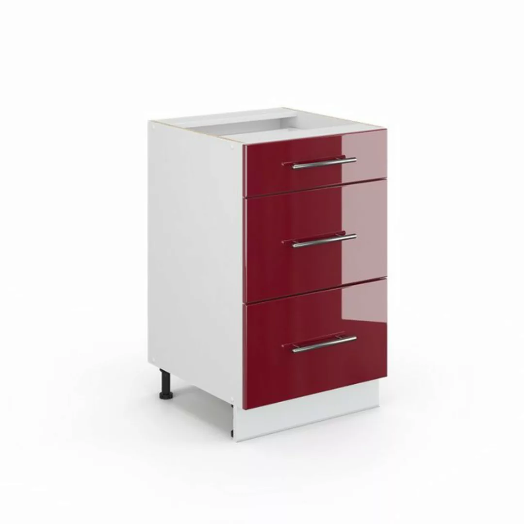 Vicco Schubunterschrank 50 cm Bordeaux Hochglanz Küchenschrank Hängeschrank günstig online kaufen