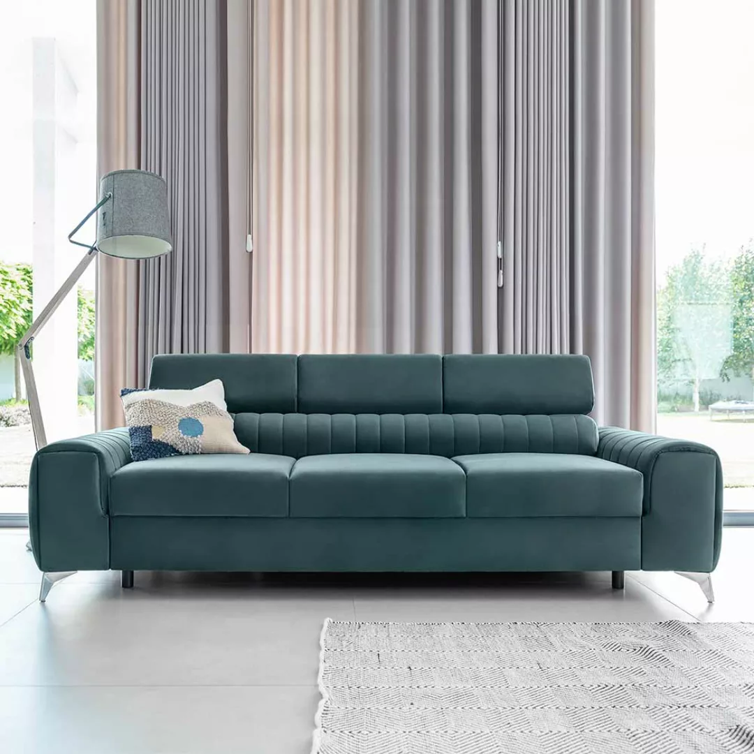 Sofa Couch in Petrol aus Samt günstig online kaufen