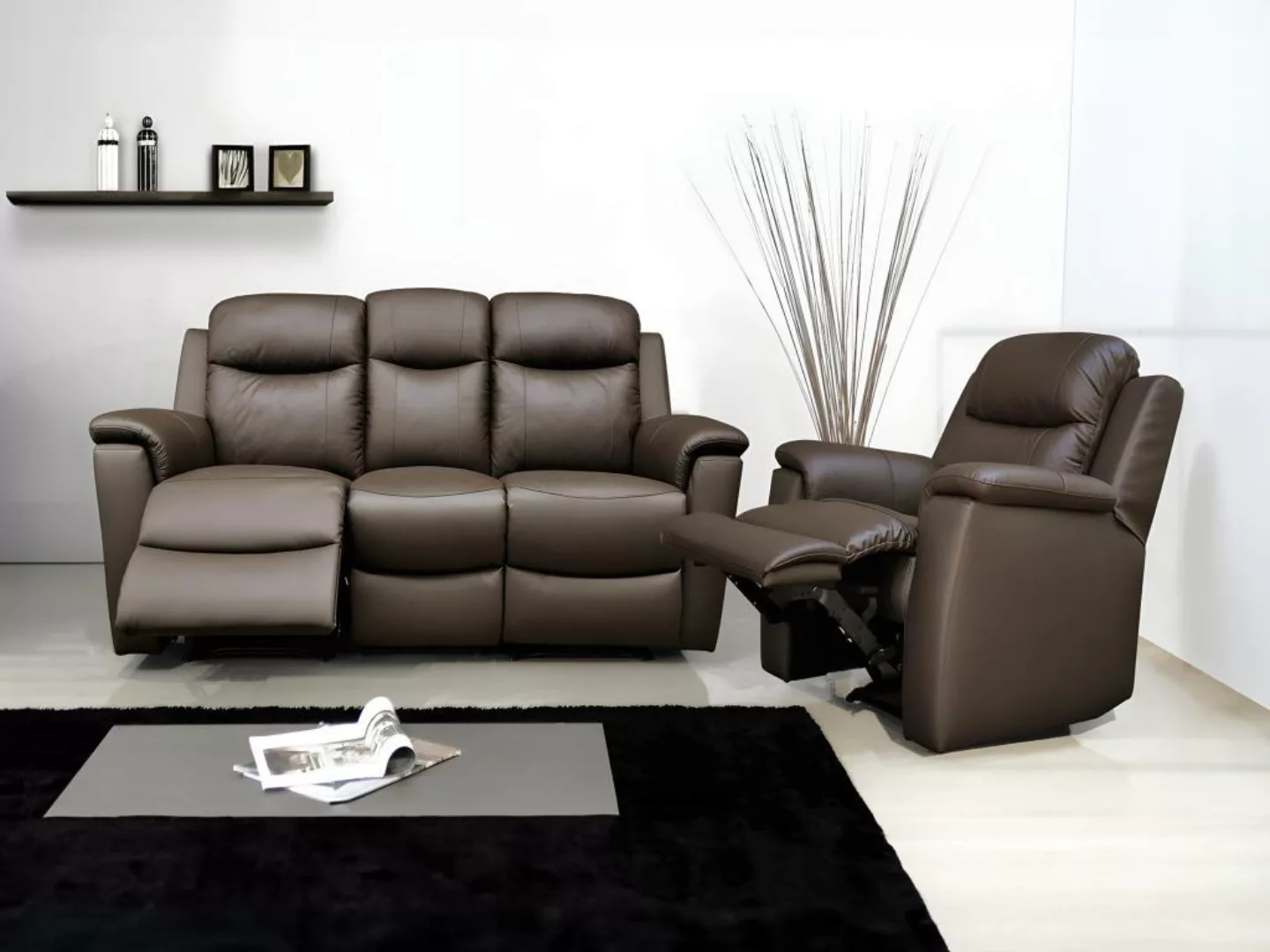 Relaxsofa Leder 2-Sitzer - Braun - EVASION günstig online kaufen