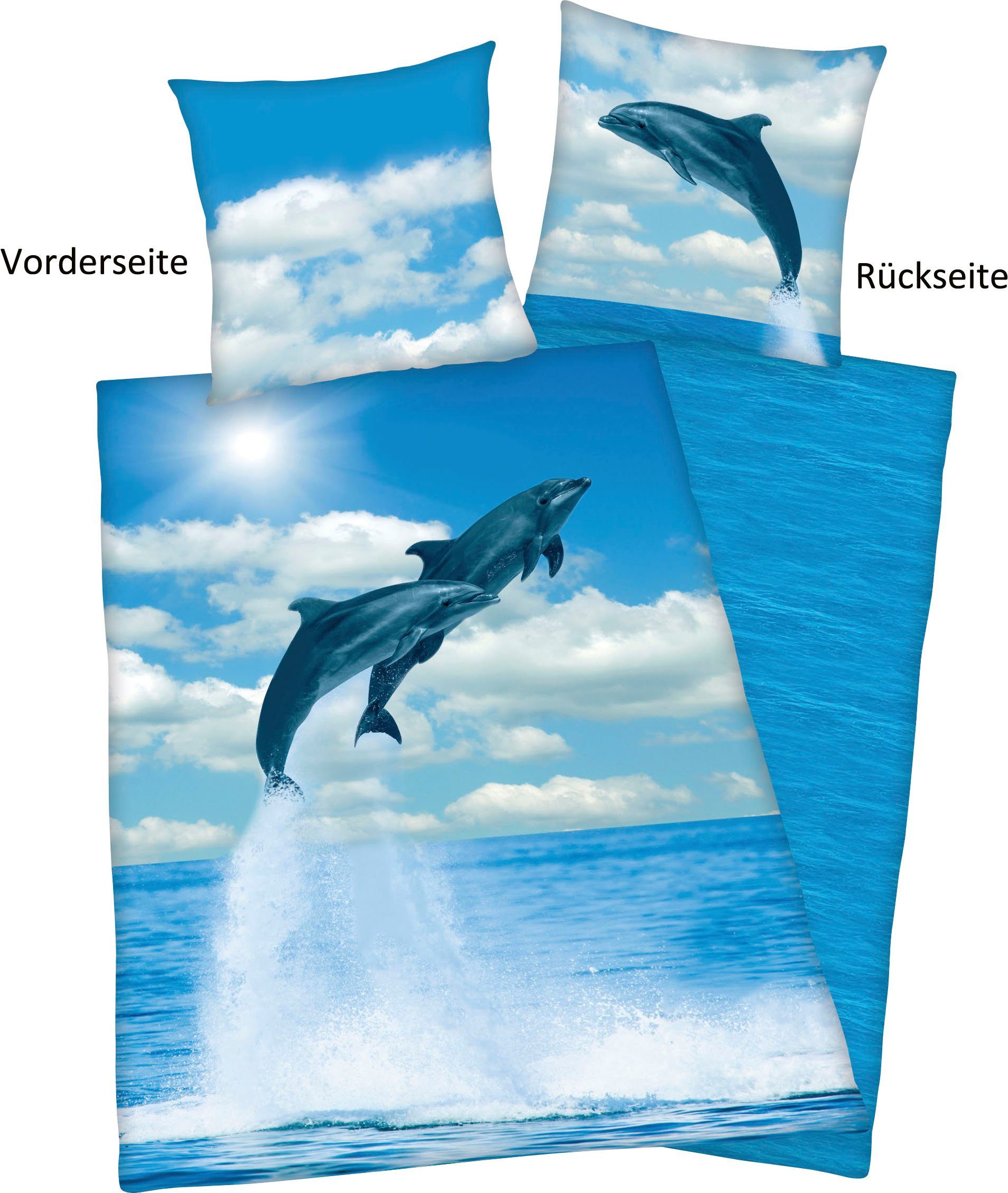 Herding Bettwäsche Delfin 135x200cm Delphine Blau günstig online kaufen