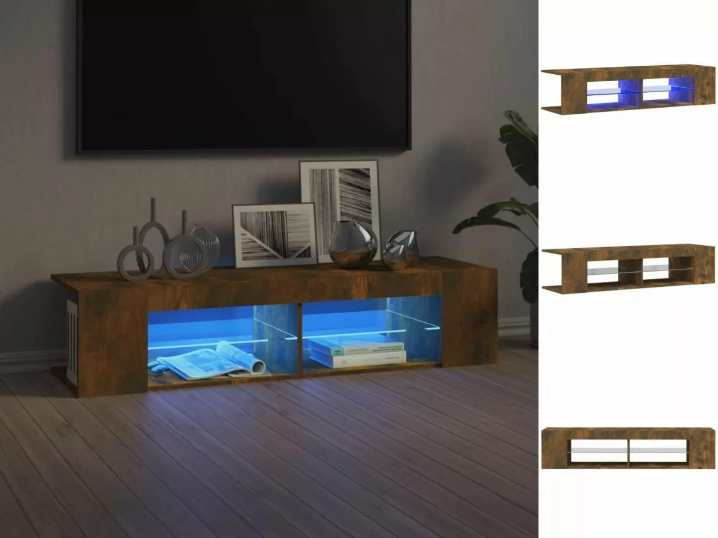 vidaXL TV-Schrank TV-Schrank mit LED-Leuchten Räuchereiche 135x39x30 cm günstig online kaufen