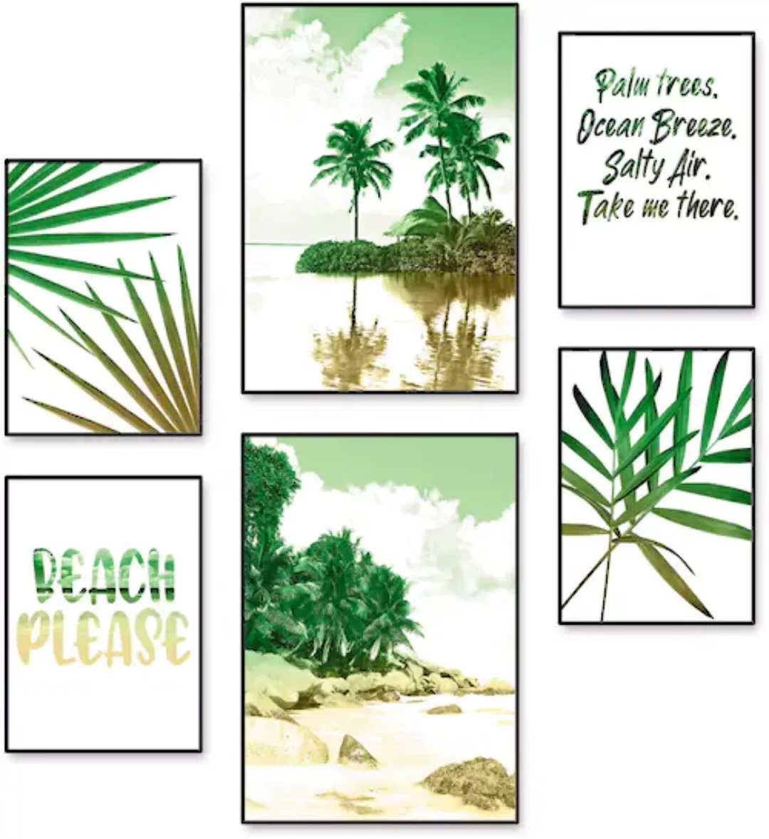 Artland Poster "Palmen, Strand & Meer", Bäume, (6 St.), Poster, Wandbild, B günstig online kaufen