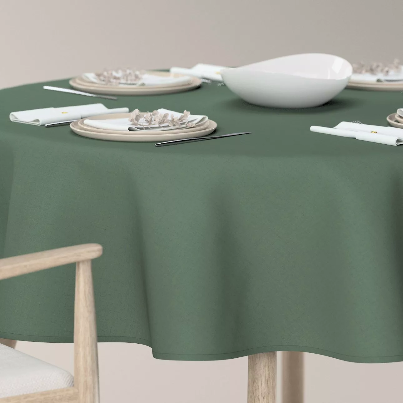 Runde Tischdecke, grün, Leinen (159-08) günstig online kaufen