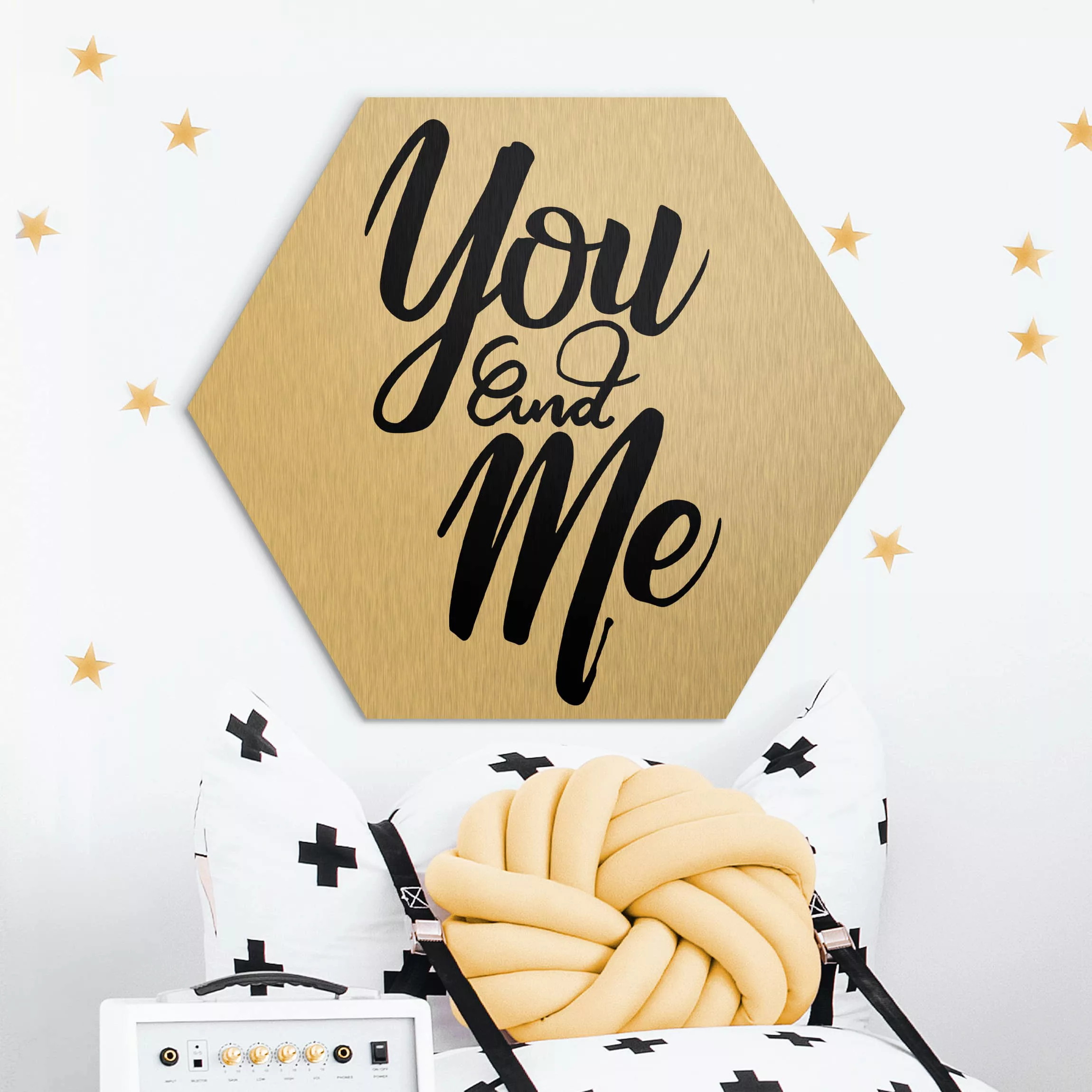 Hexagon-Alu-Dibond Bild Spruch You and me günstig online kaufen