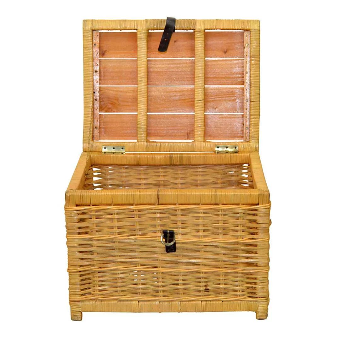 Truhen Couchtisch aus Rattan Beige Holzplatte günstig online kaufen