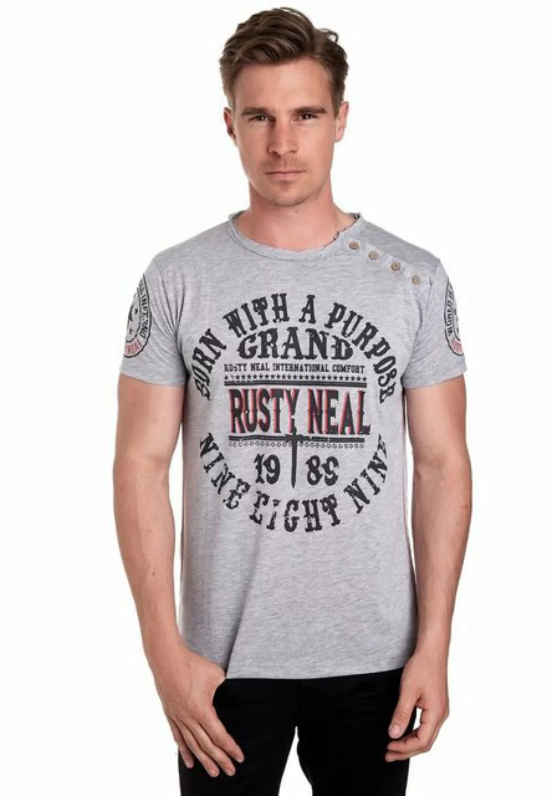 Rusty Neal T-Shirt, mit seitlicher Knopfleiste günstig online kaufen