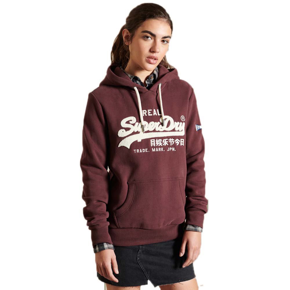 Superdry Vintage Logo Chenille Kapuzenpullover XS Rich Deep Burgundy günstig online kaufen