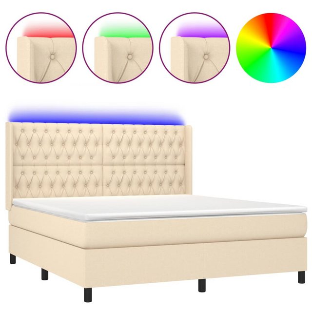 vidaXL Boxspringbett Boxspringbett mit Matratze und LED Stoff (180 x 200 cm günstig online kaufen