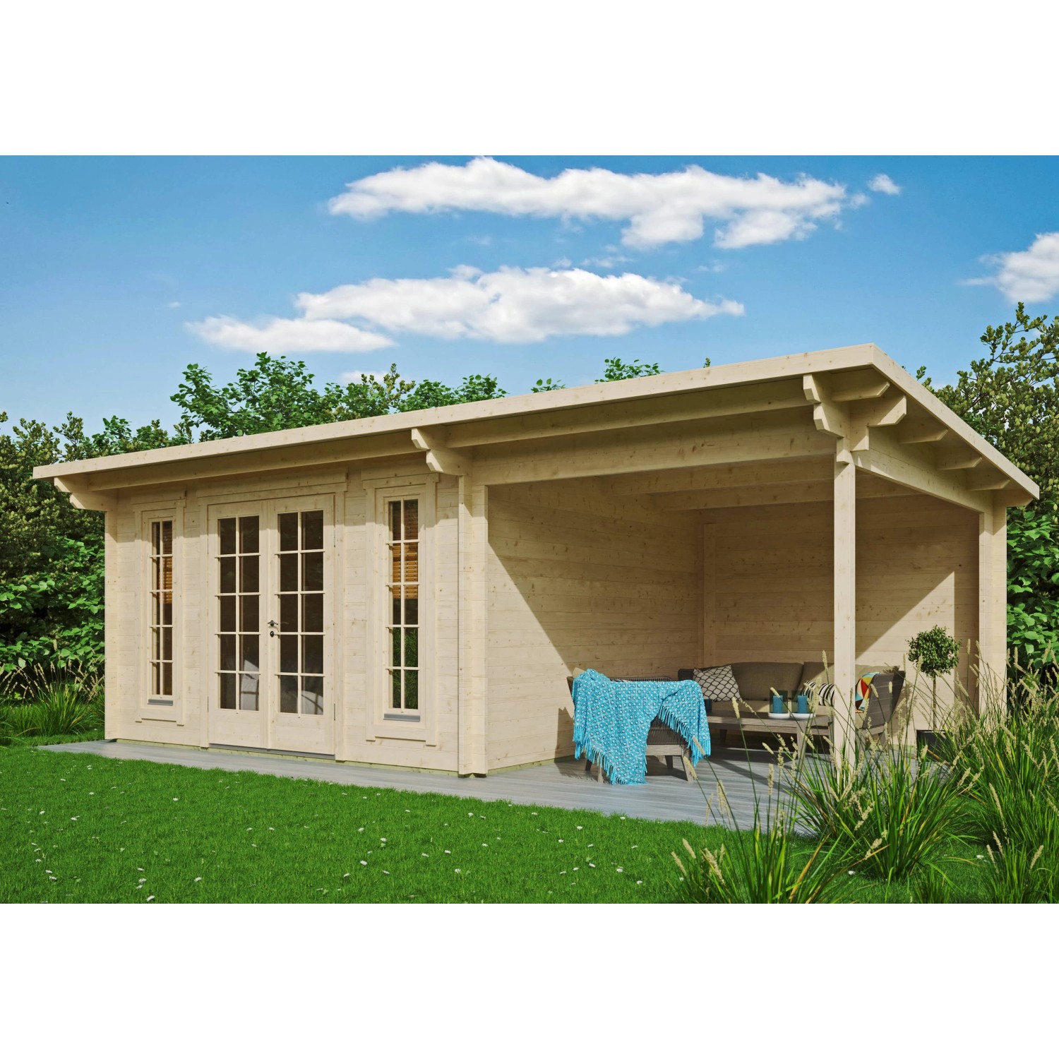 Fjordholz Gartenhaus Modell Jacob 44 C mit Seitendach Kiefer Imprägniert günstig online kaufen