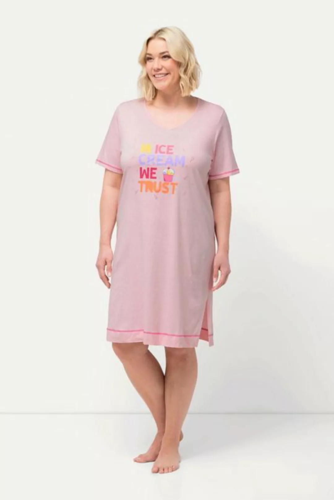 Ulla Popken Bigshirt Bigshirt bedruckt V-Ausschnitt Halbarm günstig online kaufen