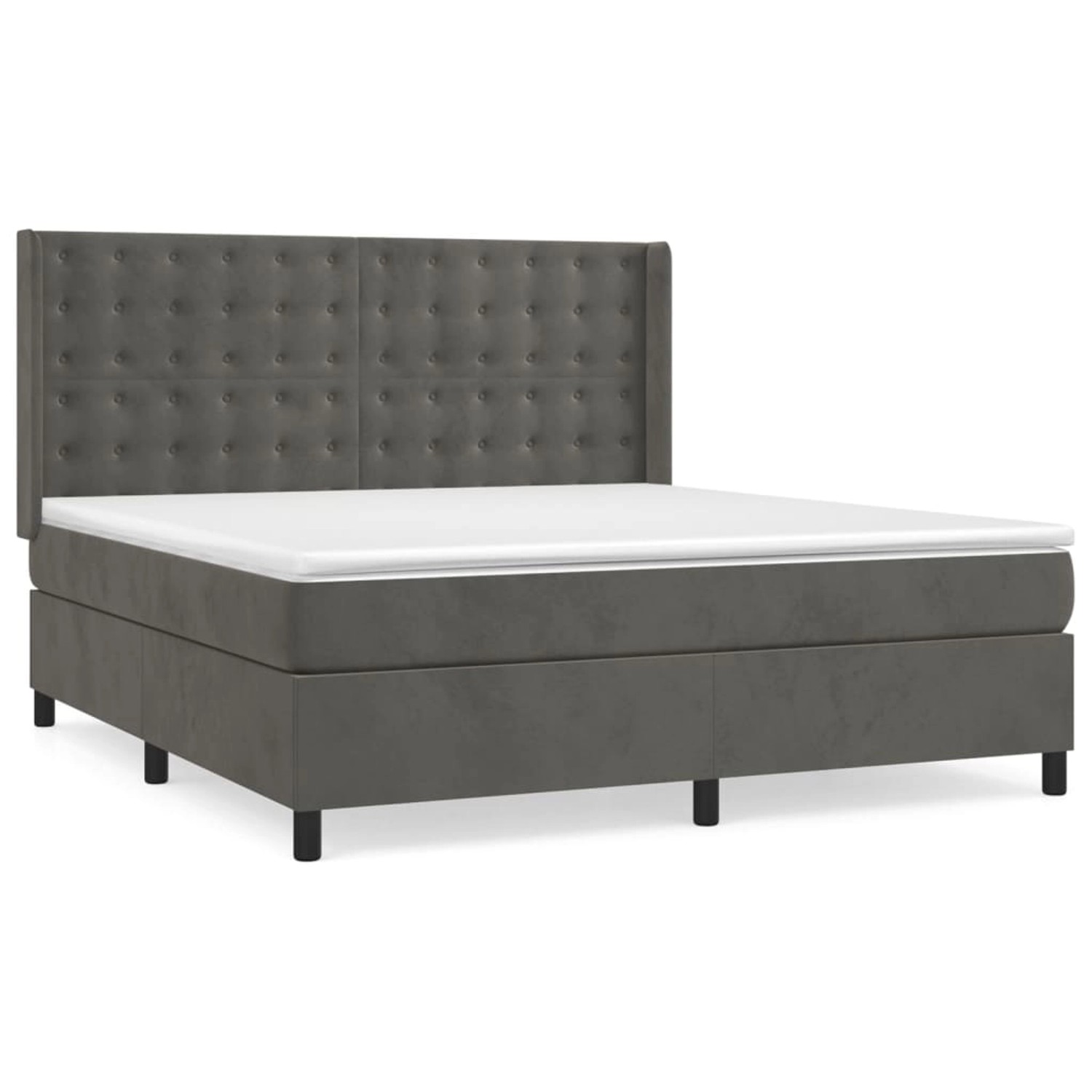vidaXL Boxspringbett mit Matratze Dunkelgrau 160x200 cm Samt1378806 günstig online kaufen