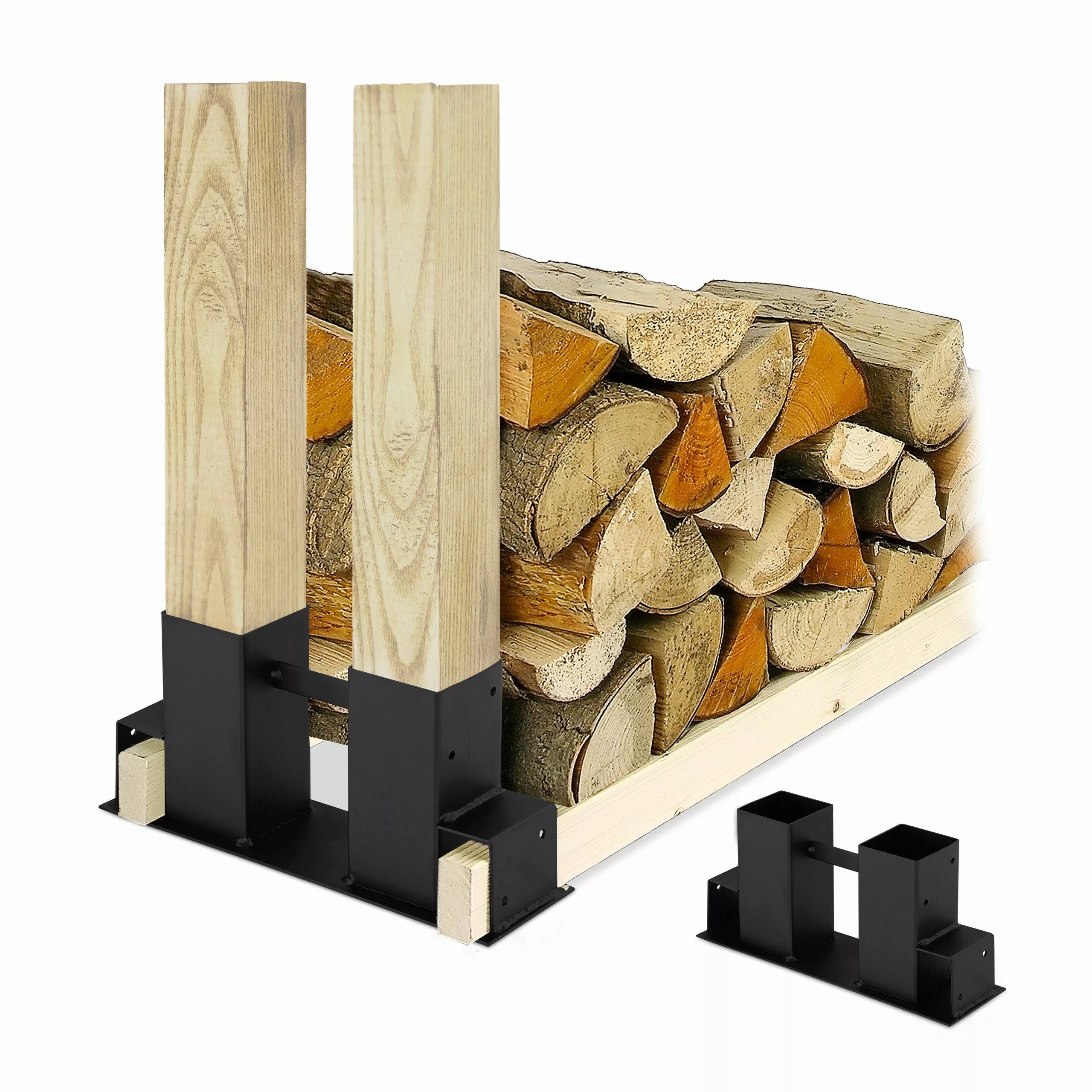 relaxdays Kaminholzkorb Holzstapelhilfe 2er Set günstig online kaufen