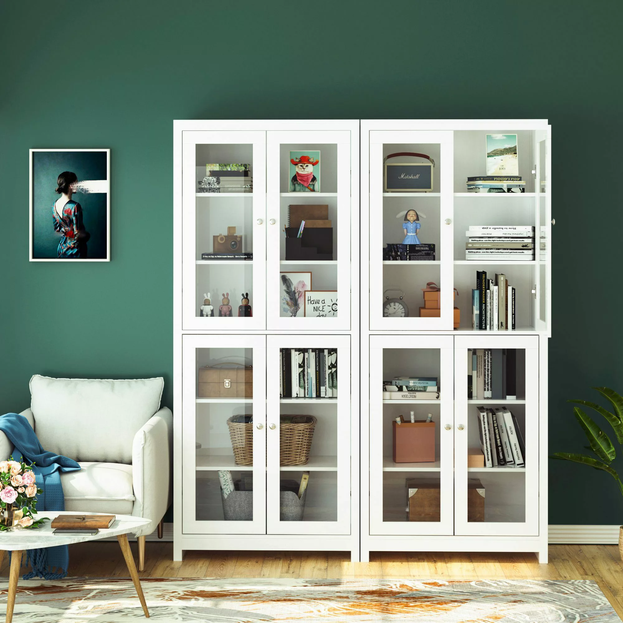 Homfa Vitrine Vitrinenschrank, Bücherschrank, 190 cm günstig online kaufen