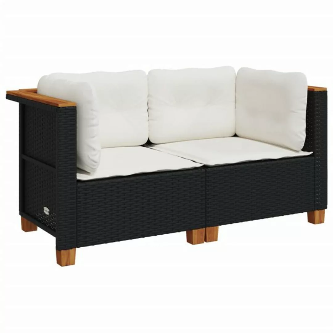 vidaXL Loungesofa Garten-Ecksofas mit Kissen 2 Stk. Schwarz Poly Rattan, 2 günstig online kaufen