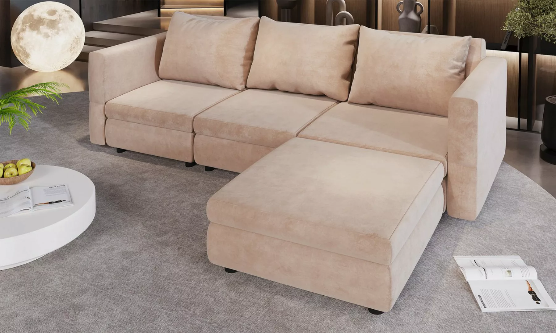 HOMALL Ecksofa L-förmiges Ecksofa Sectional Sofa mit Stauraumbettkasten günstig online kaufen