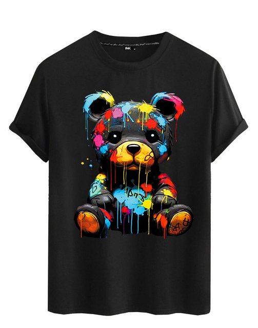 RMK T-Shirt Herren kurzarm Shirt Basic Rundhals mit Teddybär Bär günstig online kaufen