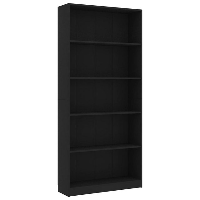 Bücherregal 5 Fächer Schwarz 80 X 24 X 175 Cm Spanplatte günstig online kaufen