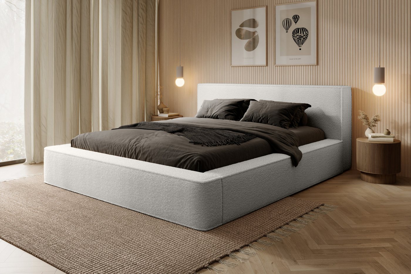 yourhouse24 Polsterbett Alma Doppelbett Bettgestell Lattenrost mit Bettkast günstig online kaufen