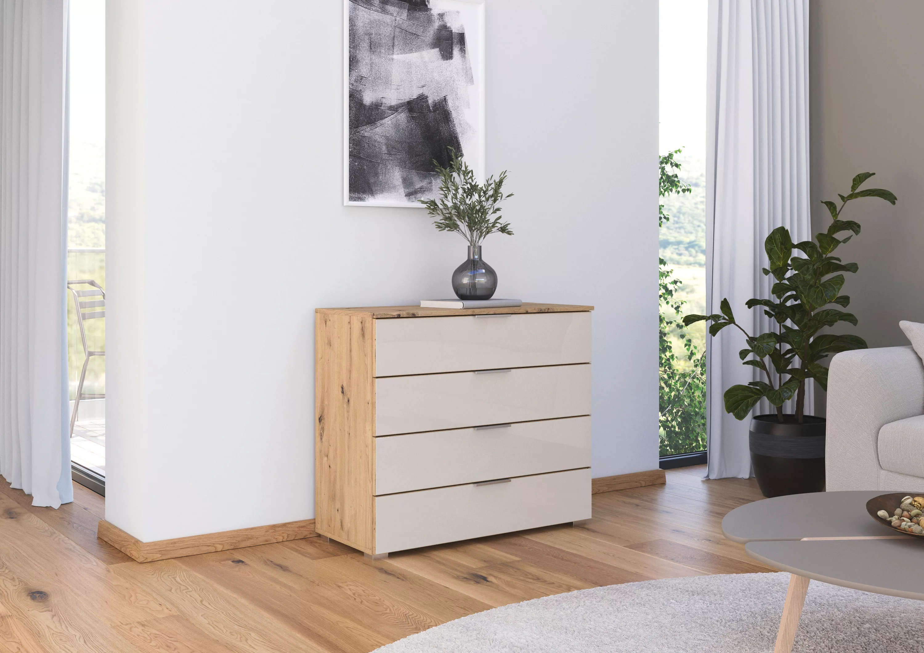 rauch Kommode "Sideboard Schubladenkommode Schubladenkommode AGORDO mit Gla günstig online kaufen