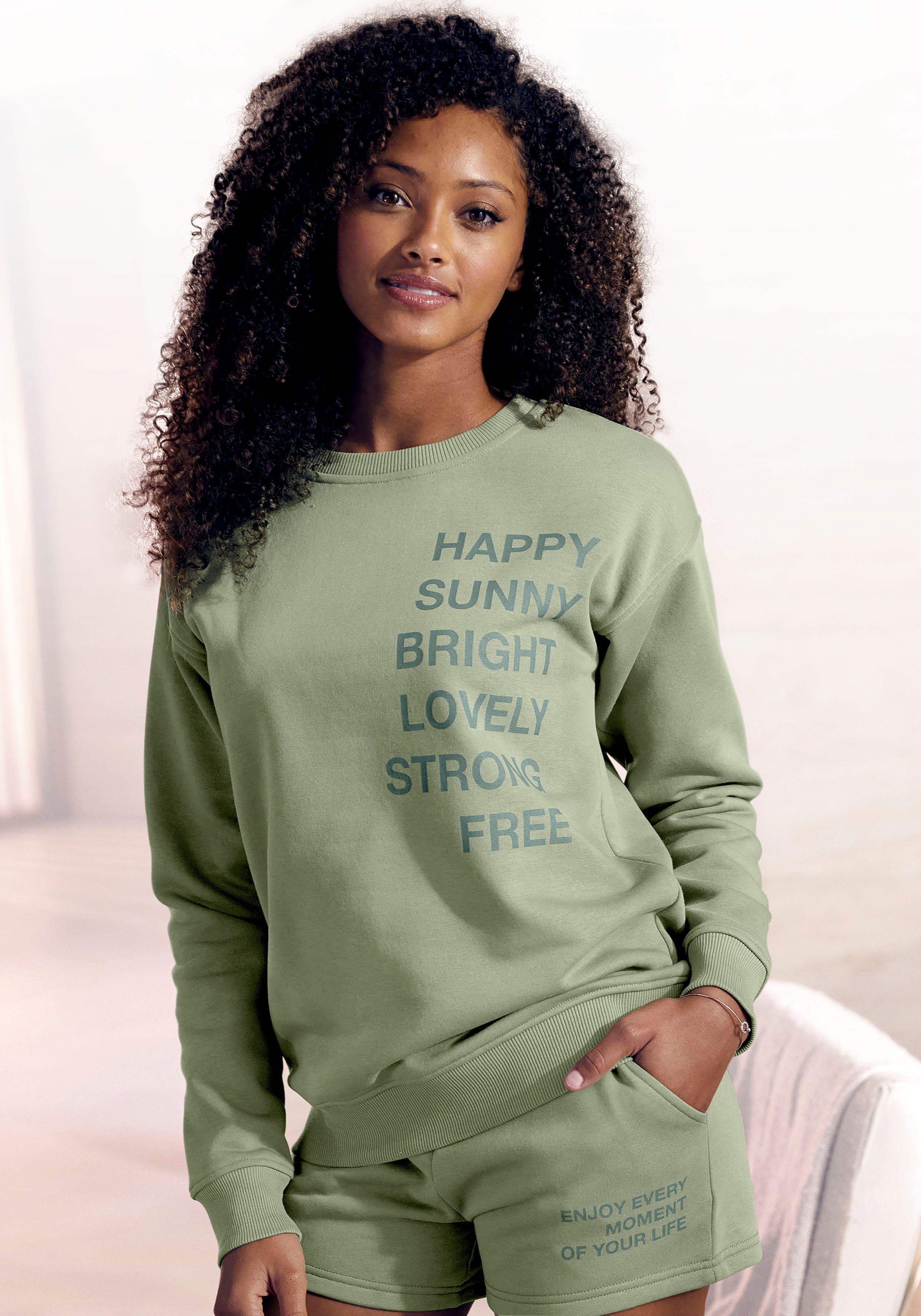 Buffalo Sweatshirt, mit Statement Druck, Loungeanzug günstig online kaufen