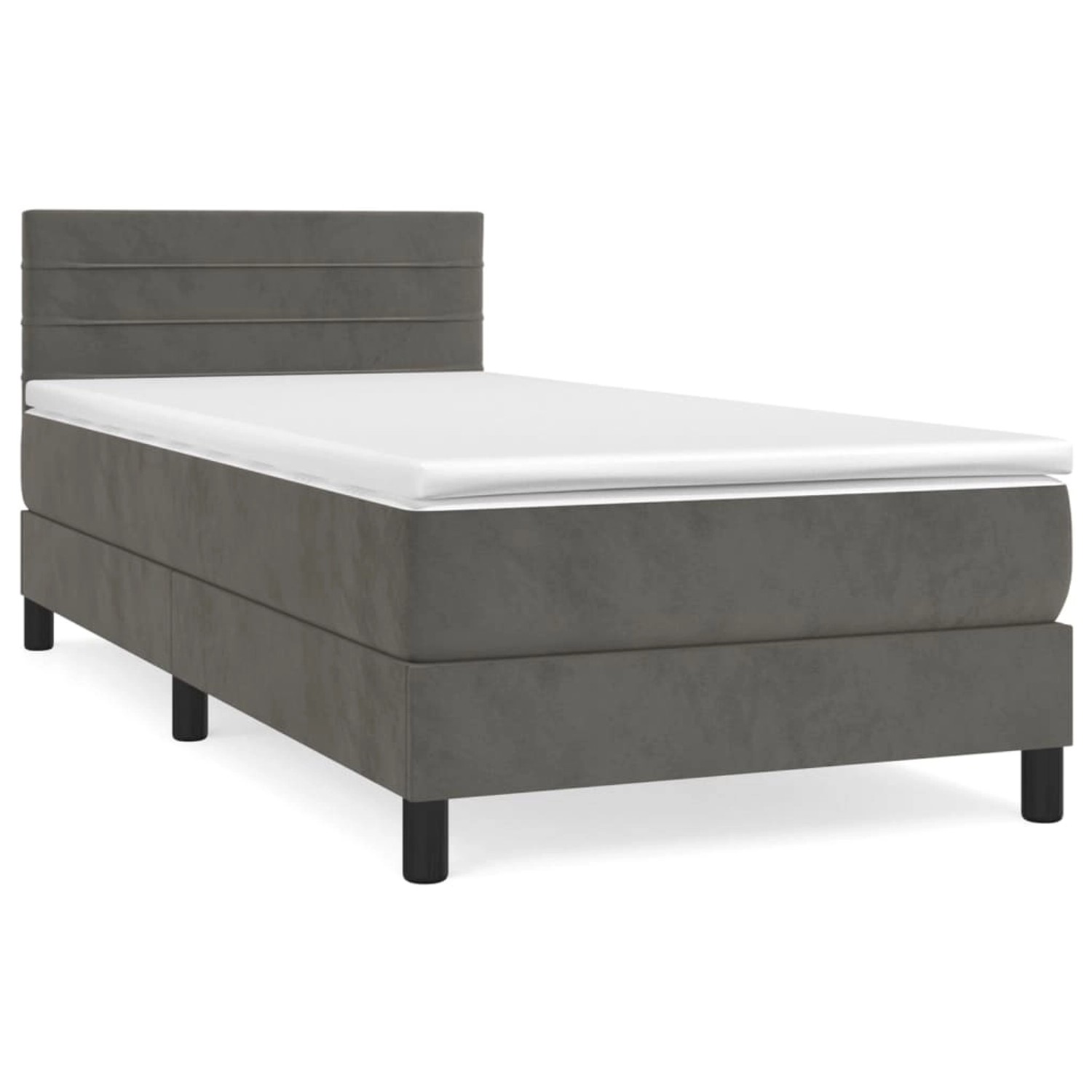 vidaXL Boxspringbett Boxspringbett mit Matratze Dunkelgrau 100x200 cm Samt günstig online kaufen