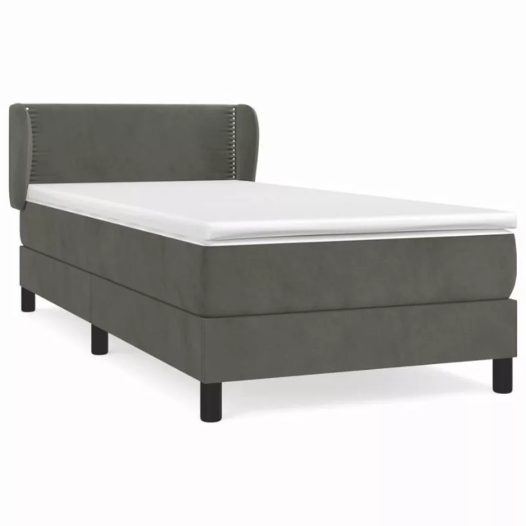 vidaXL Boxspringbett Boxspringbett mit Matratze Dunkelblau 90x200 cm Samt B günstig online kaufen