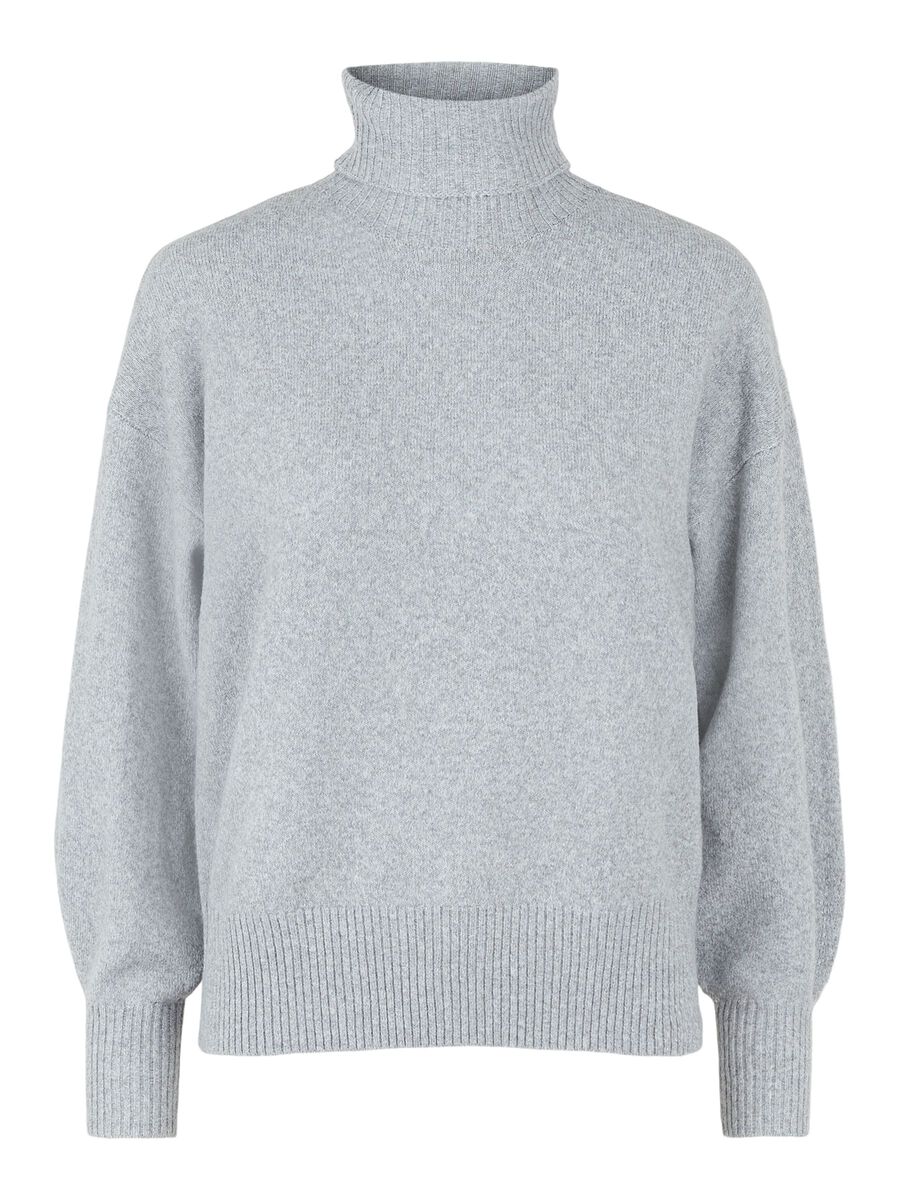 PIECES Rollkragen Strickpullover Damen Grau günstig online kaufen