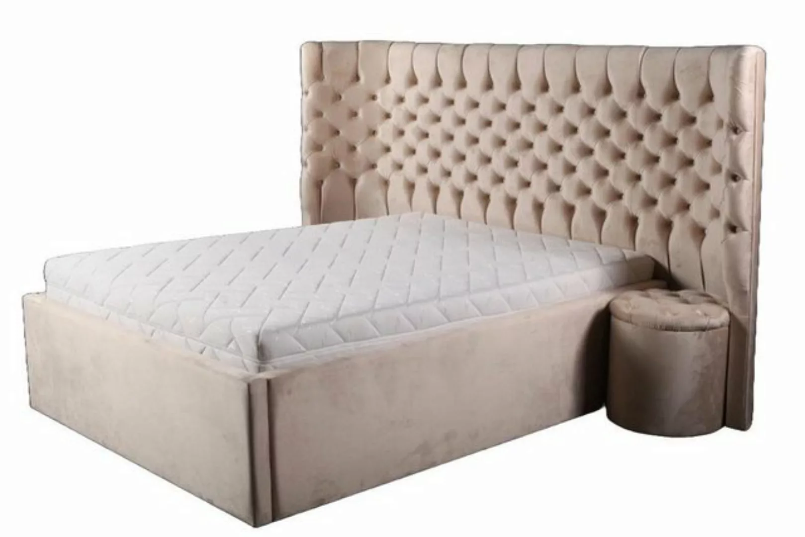 JVmoebel Bett Beiges Chesterfield Doppelbett Moderne Schlafzimmer Möbel Bet günstig online kaufen