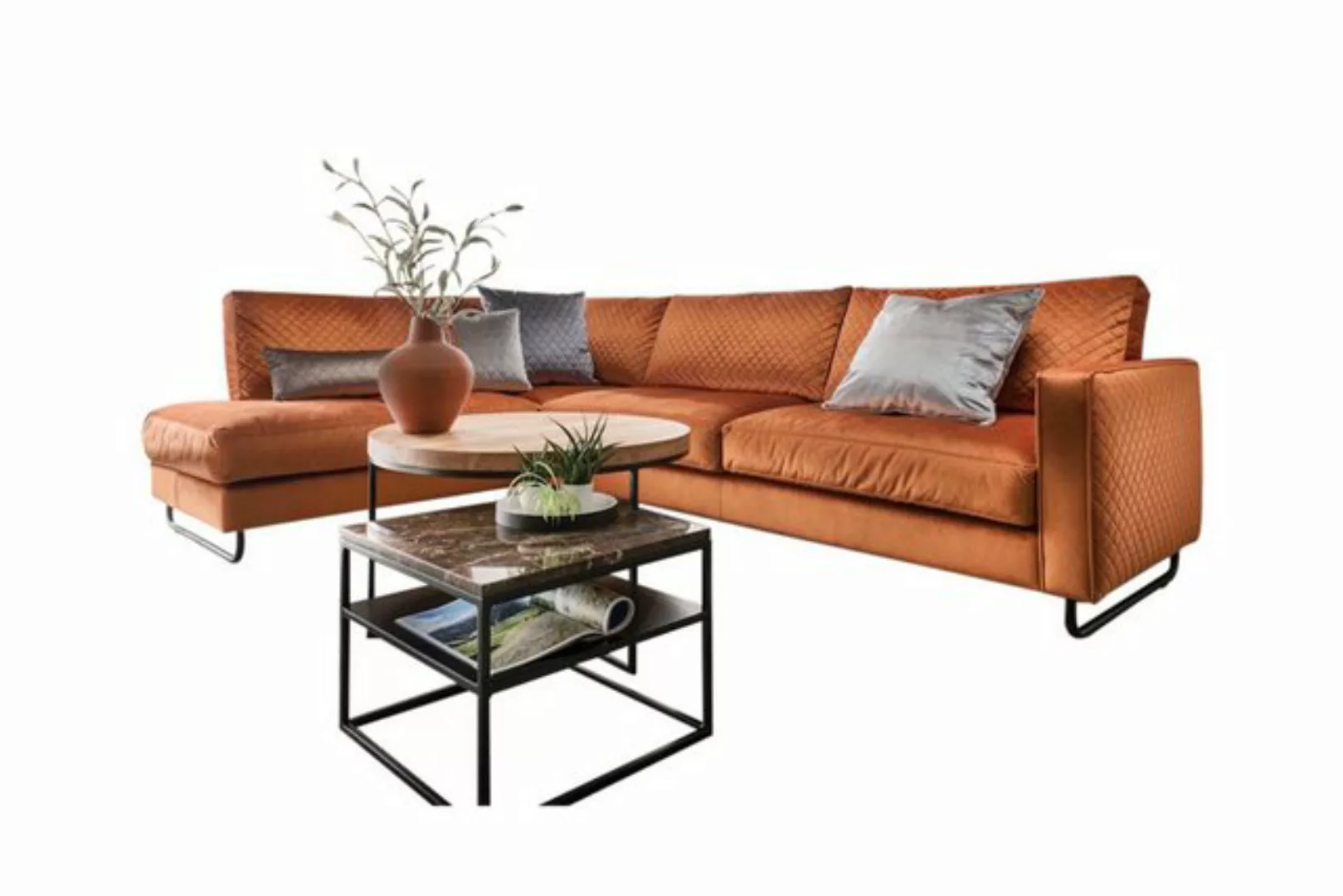 KAWOLA Ecksofa DILA, Stoff Velvet rostrot Recamiere rechts od. links günstig online kaufen